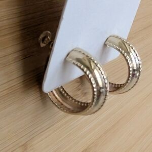 Vintage Wide Gold Chunky Hoop Screw back Earrings